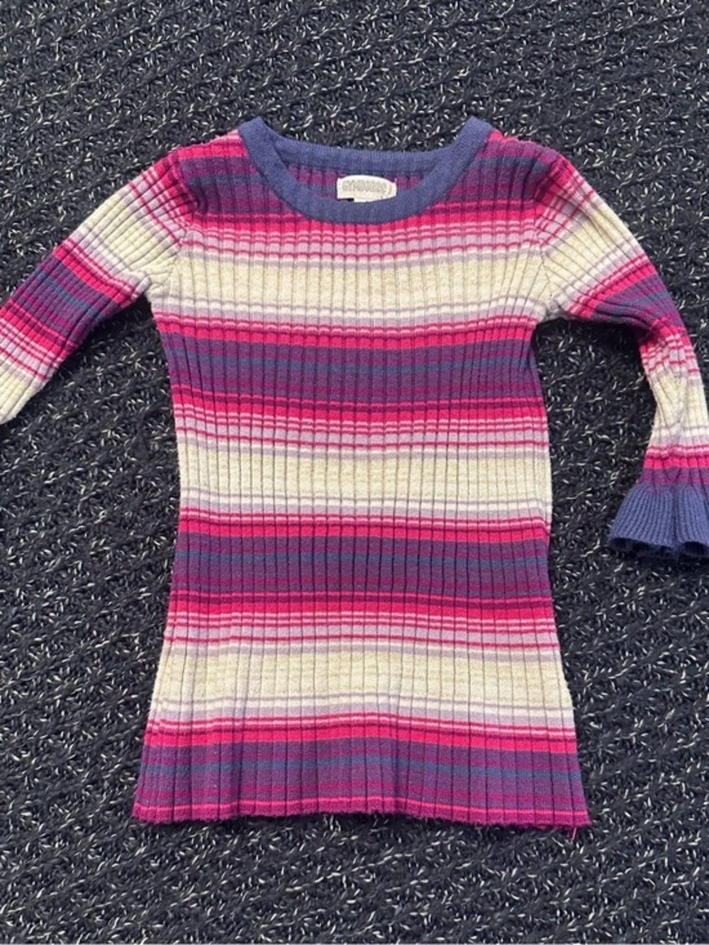 Gymboree Striped Rib Knit Sweater Dress Bell Sleeves 6-12M